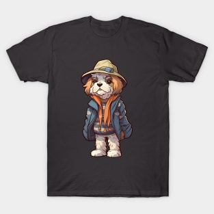 A cute dog wearing street fashion T-Shirt